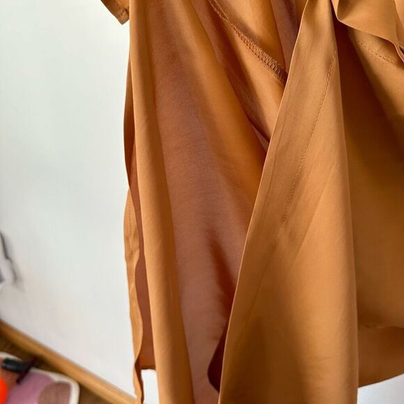 Aura Women’s Rust Camel Golden Fall Long Sleeve Button Down Shirt Maxi Dress - Picture 11 of 13
